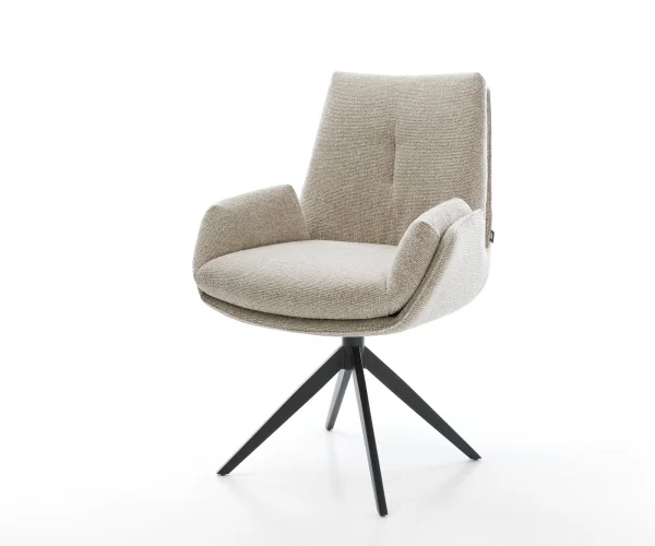 Chaise-pivotante Clea-Flex tissu tissé doux beige pied croisé large noir pivotement sur 360° fonction bascule