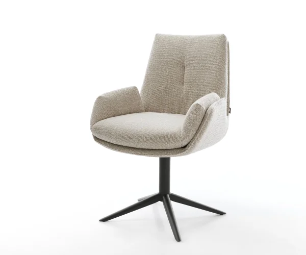 Chaise-pivotante Clea-Flex tissu tissé doux beige pied de chaise 4 branches noir pivotement sur 360° fonction bascule