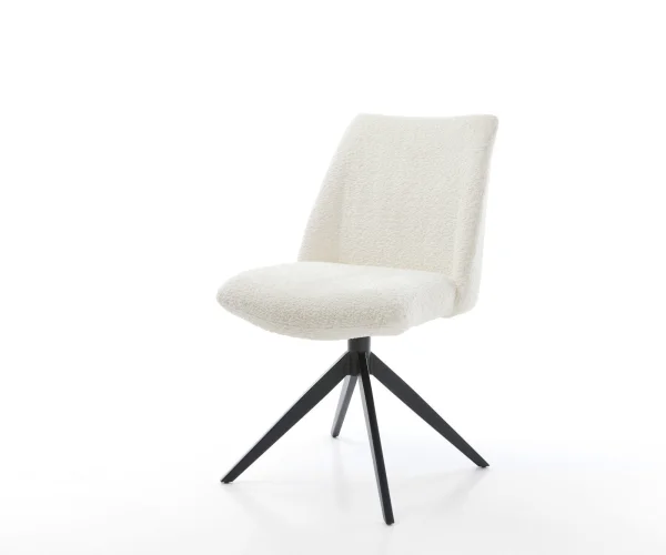 Chaise-pivotante Elso-Flex bouclé blanc pied croisé large noir pivotement sur 360° fonction bascule ressorts ensachés