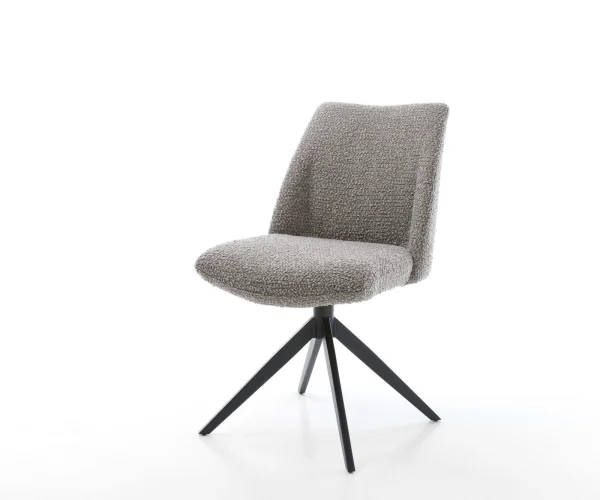 Chaise-pivotante Elso-Flex bouclé gris argenté pied croisé large noir pivotement sur 360° fonction bascule ressorts ensachés