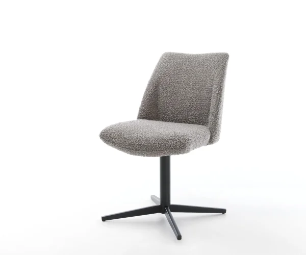 Chaise-pivotante Elso-Flex bouclé gris argenté pied de chaise 4 branches noir pivotement sur 360° ressorts ensachés