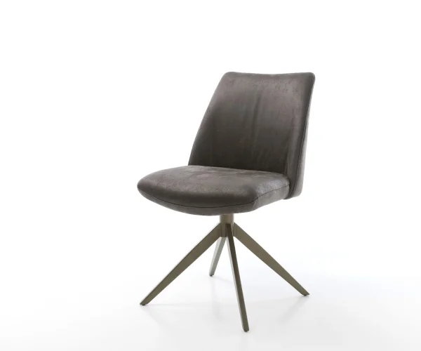 Chaise-pivotante Elso-Flex microvelours anthracite vintage pied croisé large aspect titane pivotement sur 360° fonction bascule ressorts ensachés