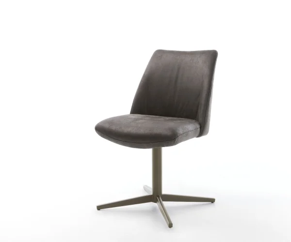 Chaise-pivotante Elso-Flex microvelours anthracite vintage pied de chaise 4 branches aspect titane pivotement sur 360° ressorts ensachés