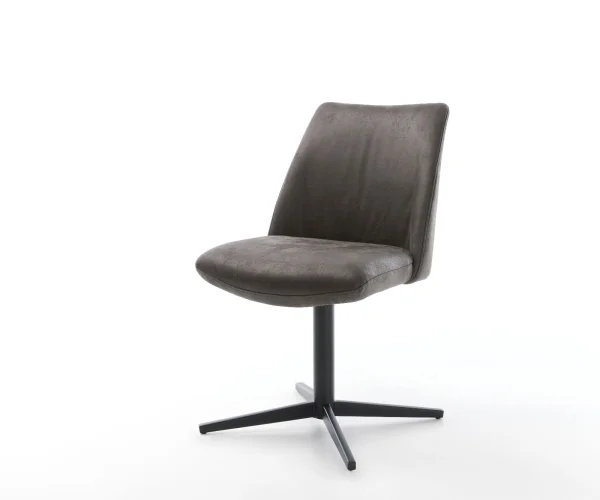 Chaise-pivotante Elso-Flex microvelours anthracite vintage pied de chaise 4 branches noir pivotement sur 360° ressorts ensachés