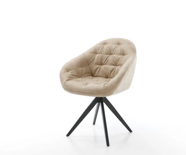 Chaise-pivotante Gaio-Flex beige vintage cadre croisé angulaire noir pivote sur 180°