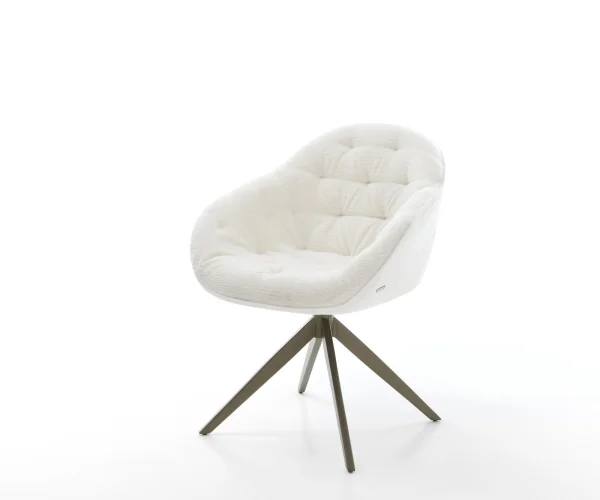 Chaise-pivotante Gaio-Flex bouclé doux beige pied croisé large aspect titane pivotement sur 360° fonction bascule