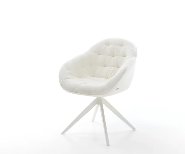 Chaise-pivotante Gaio-Flex bouclé doux beige pied croisé large blanc pivotement sur 360° fonction bascule