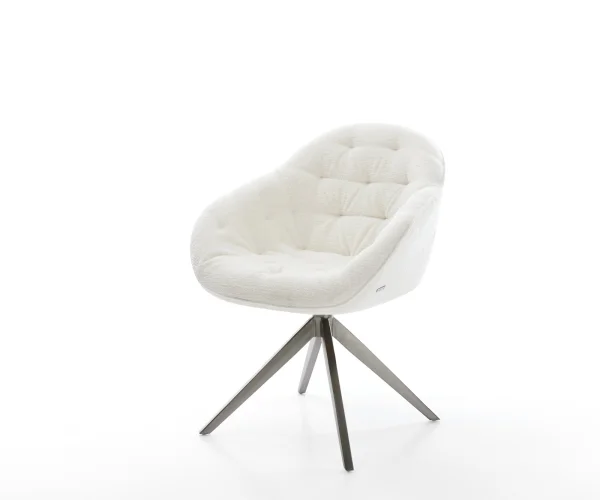Chaise-pivotante Gaio-Flex bouclé doux beige pied croisé large grafiete pivotement sur 360° fonction bascule