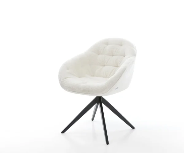 Chaise-pivotante Gaio-Flex bouclé doux beige pied croisé large noir pivotement sur 360° fonction bascule