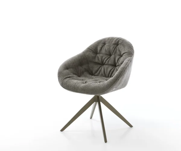 Chaise-pivotante Gaio-Flex bouclé doux couleur boue pied croisé large aspect titane pivotement sur 360° fonction bascule