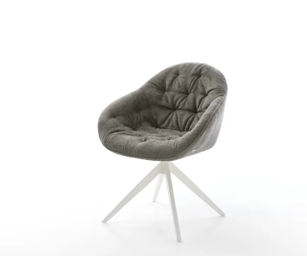 Chaise-pivotante Gaio-Flex bouclé doux couleur boue pied croisé large blanc pivotement sur 360° fonction bascule