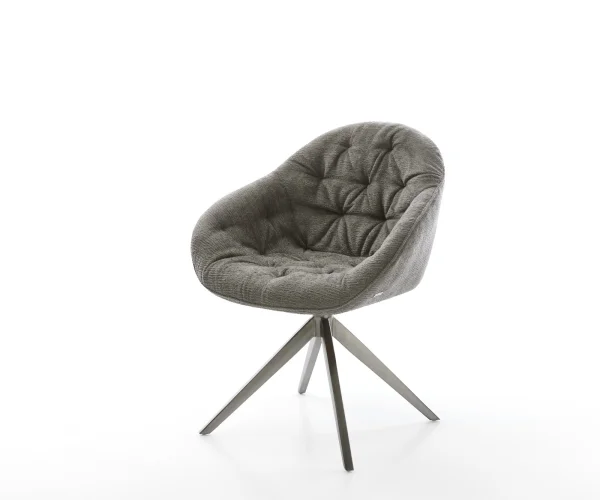 Chaise-pivotante Gaio-Flex bouclé doux couleur boue pied croisé large grafiete pivotement sur 360° fonction bascule