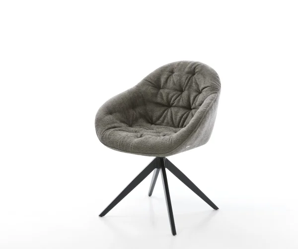 Chaise-pivotante Gaio-Flex bouclé doux couleur boue pied croisé large noir pivotement sur 360° fonction bascule