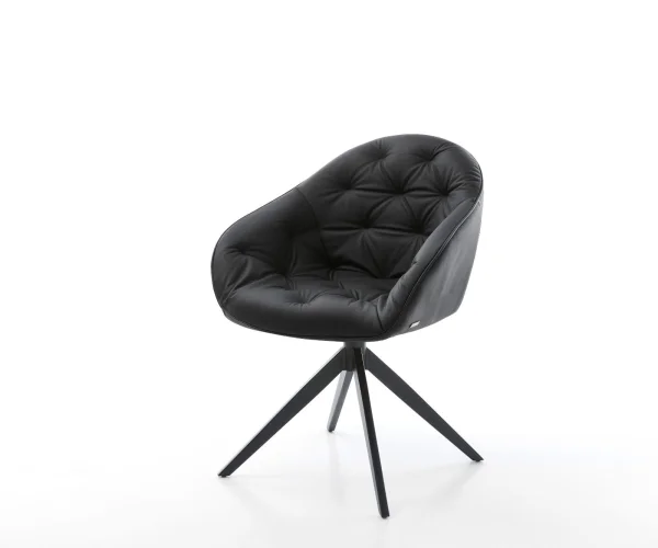 Chaise-pivotante Gaio-Flex cuir de vache noir pied croisé large noir pivotement sur 360° fonction bascule