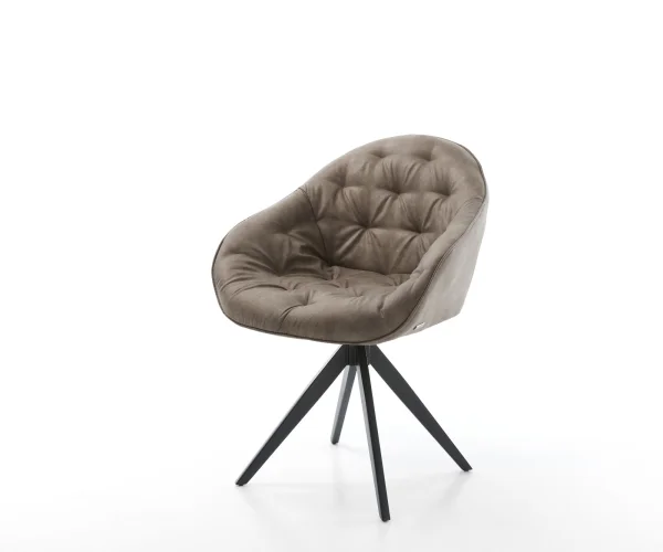 Chaise-pivotante Gaio-Flex taupe vintage cadre croisé angulaire noir pivote sur 180°