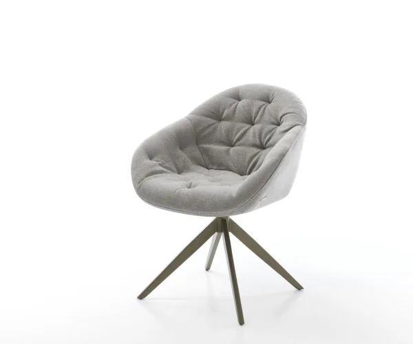Chaise-pivotante Gaio-Flex tissu structuré doux gris pied croisé large aspect titane pivotement sur 360° fonction bascule