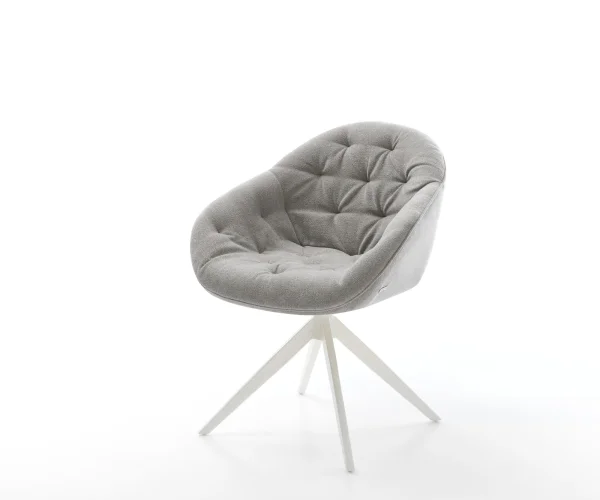 Chaise-pivotante Gaio-Flex tissu structuré doux gris pied croisé large blanc pivotement sur 360° fonction bascule