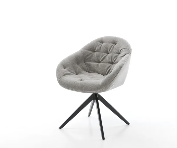 Chaise-pivotante Gaio-Flex tissu structuré doux gris pied croisé large noir pivotement sur 360° fonction bascule