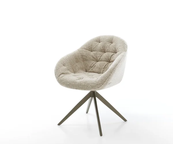 Chaise-pivotante Gaio-Flex tissu tissé doux beige pied croisé large aspect titane pivotement sur 360° fonction bascule