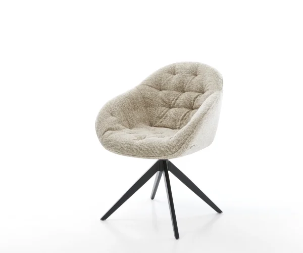 Chaise-pivotante Gaio-Flex tissu tissé doux beige pied croisé large noir pivotement sur 360° fonction bascule