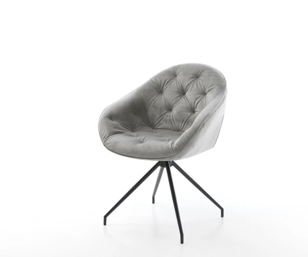 Chaise-pivotante Gaio-Flex velours gris cadre croisé conique noir pivote sur 180°