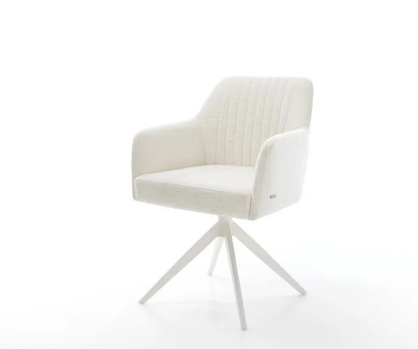 Chaise-pivotante Greg-Flex bouclé doux beige pied croisé large blanc pivotement sur 360° fonction bascule resorts ensachés