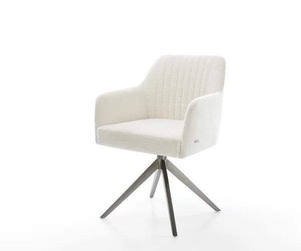 Chaise-pivotante Greg-Flex bouclé doux beige pied croisé large grafiete pivotement sur 360° fonction bascule resorts ensachés