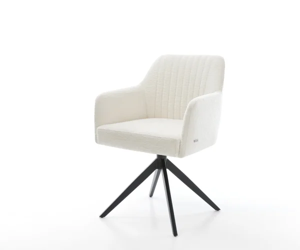 Chaise-pivotante Greg-Flex bouclé doux beige pied croisé large noir pivotement sur 360° fonction bascule resorts ensachés