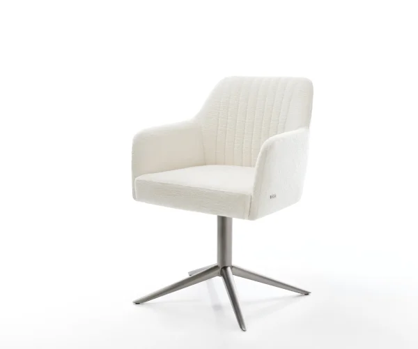 Chaise-pivotante Greg-Flex bouclé doux beige pied de chaise 4 branches grafiete pivotement sur 360° fonction bascule resorts ensachés