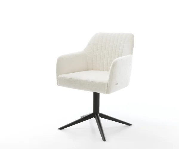 Chaise-pivotante Greg-Flex bouclé doux beige pied de chaise 4 branches noir pivotement sur 360° fonction bascule resorts ensachés