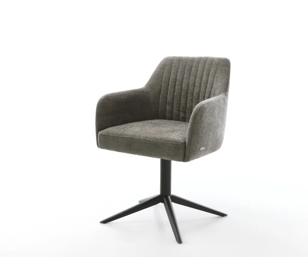 Chaise-pivotante Greg-Flex bouclé doux couleur boue pied de chaise 4 branches noir pivotement sur 360° fonction bascule resorts ensachés