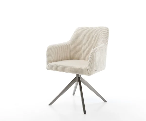 Chaise-pivotante Greg-Flex côtelé beige pied croisé large grafiete pivotement sur 360° fonction bascule ressorts ensachés