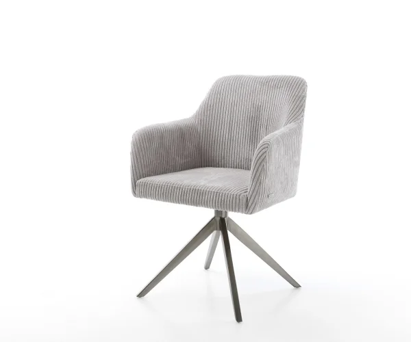 Chaise-pivotante Greg-Flex côtelé gris argenté pied croisé large grafiete pivotement sur 360° fonction bascule ressorts ensachés