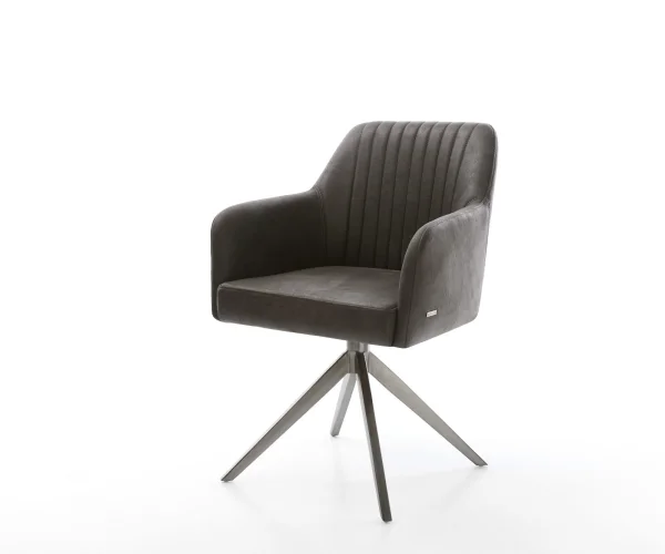 Chaise-pivotante Greg-Flex microvelours anthracite vintage pied croisé large grafiete pivotement sur 360° fonction bascule ressorts ensachés