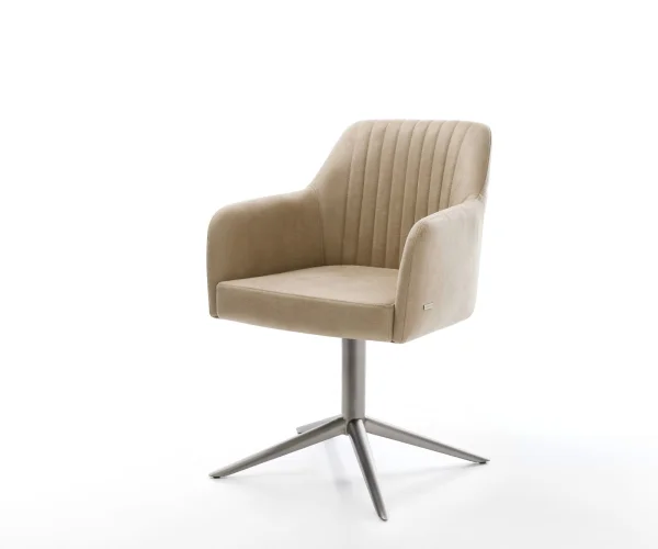 Chaise-pivotante Greg-Flex microvelours beige vintage pied de chaise 4 branches grafiete pivotement sur 360° fonction bascule ressorts ensachés