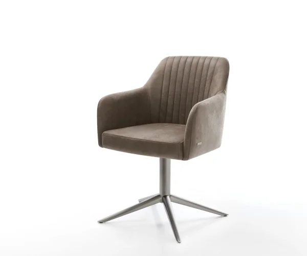 Chaise-pivotante Greg-Flex microvelours taupe vintage pied de chaise 4 branches grafiete pivotement sur 360° fonction bascule ressorts ensachés