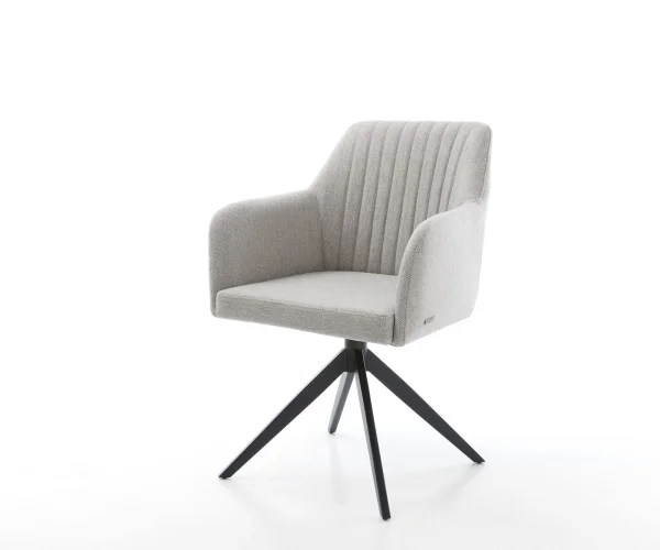 Chaise-pivotante Greg-Flex rayures gris clair pied croisé large noir pivotement sur 360° fonction bascule ressorts ensachés