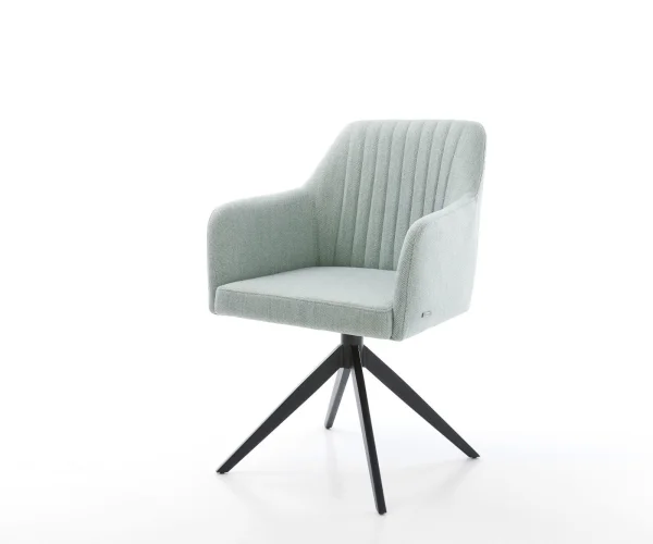 Chaise-pivotante Greg-Flex rayures vert menthe pied croisé large noir pivotement sur 360° fonction bascule ressorts ensachés