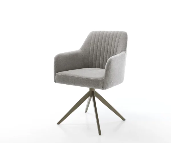 Chaise-pivotante Greg-Flex tissu structuré doux gris pied croisé large aspect titane pivotement sur 360° fonction bascule resorts ensachés