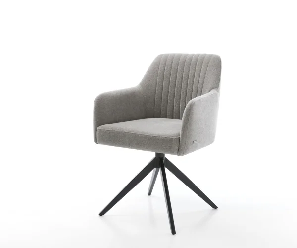 Chaise-pivotante Greg-Flex tissu structuré doux gris pied croisé large noir pivotement sur 360° fonction bascule resorts ensachés