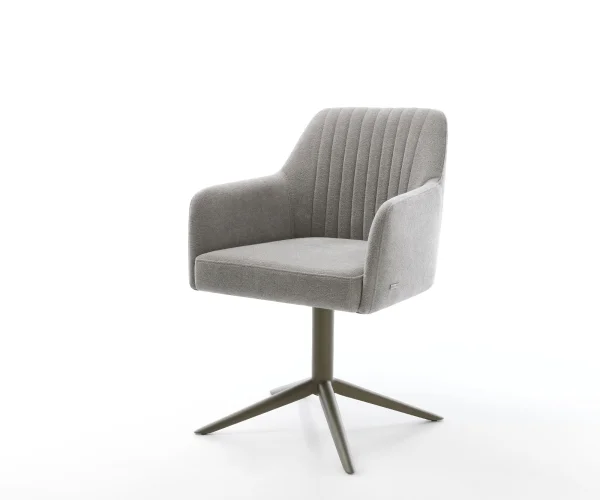 Chaise-pivotante Greg-Flex tissu structuré doux gris pied de chaise 4 branches aspect titane pivotement sur 360° fonction bascule resorts ensachés