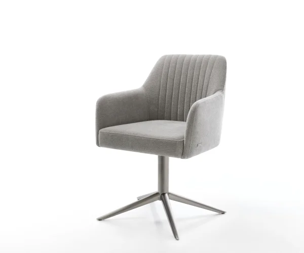 Chaise-pivotante Greg-Flex tissu structuré doux gris pied de chaise 4 branches grafiete pivotement sur 360° fonction bascule resorts ensachés