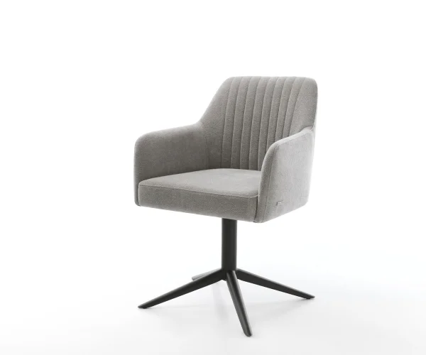 Chaise-pivotante Greg-Flex tissu structuré doux gris pied de chaise 4 branches noir pivotement sur 360° fonction bascule resorts ensachés