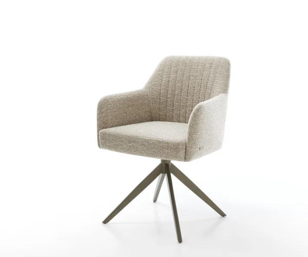 Chaise-pivotante Greg-Flex tissu tissé doux beige pied croisé large aspect titane pivotement sur 360° fonction bascule resorts ensachés