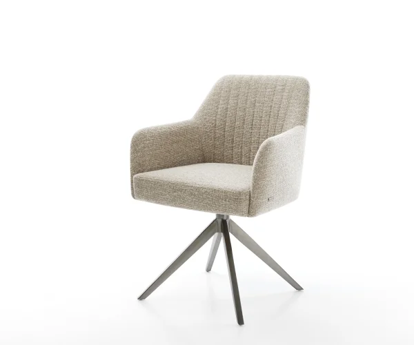 Chaise-pivotante Greg-Flex tissu tissé doux beige pied croisé large grafiete pivotement sur 360° fonction bascule resorts ensachés