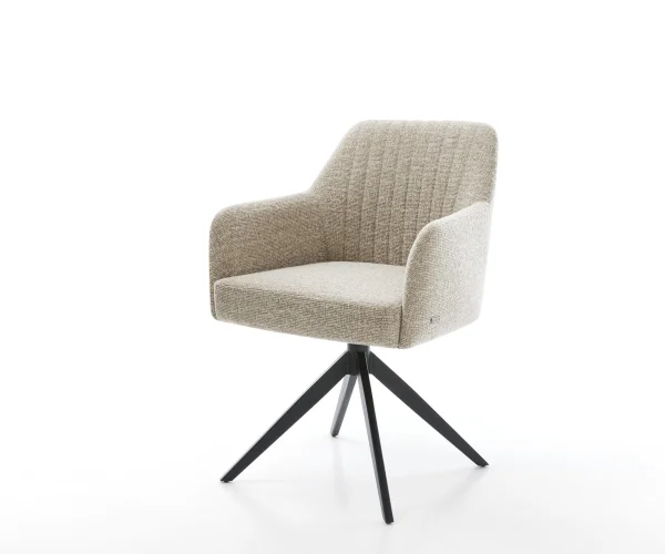 Chaise-pivotante Greg-Flex tissu tissé doux beige pied croisé large noir pivotement sur 360° fonction bascule resorts ensachés