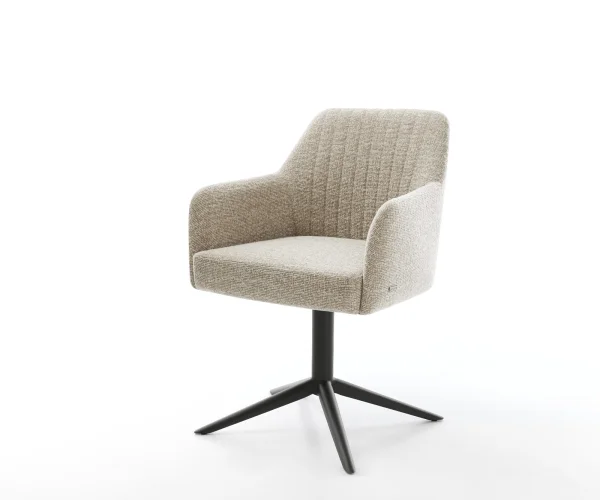 Chaise-pivotante Greg-Flex tissu tissé doux beige pied de chaise 4 branches noir pivotement sur 360° fonction bascule resorts ensachés