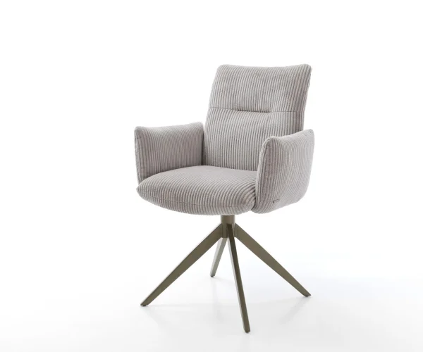 Chaise-pivotante Jova-Flex côtelé gris argenté pied croisé large aspect titane pivotement sur 360° fonction bascule ressorts ensachés