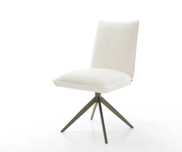 Chaise-pivotante Lelio-Flex bouclé doux beige pied croisé large aspect titane pivotement sur 360° fonction bascule resorts ensachés