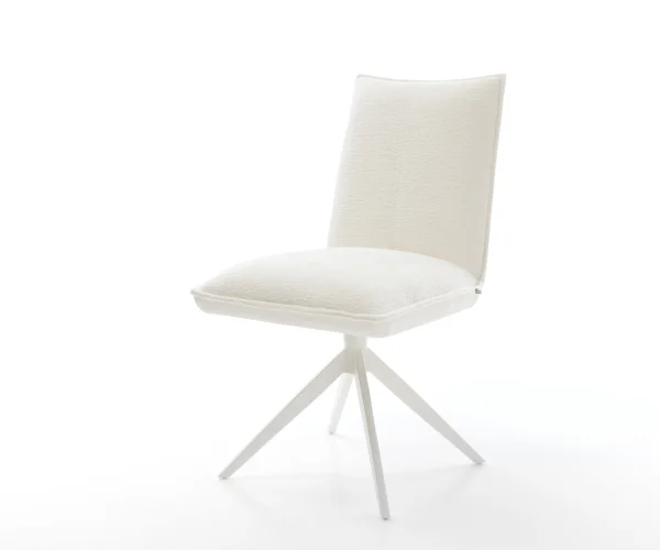 Chaise-pivotante Lelio-Flex bouclé doux beige pied croisé large blanc pivotement sur 360° fonction bascule resorts ensachés